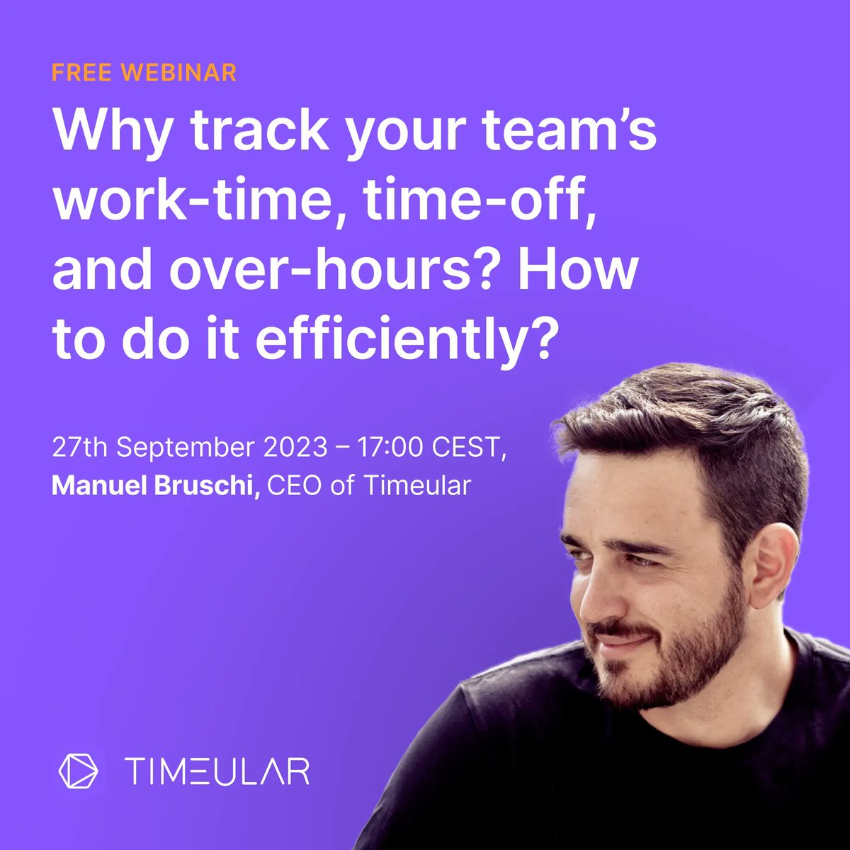 Tomorrow we're live with our free time tracking webinar ⏳ Secure your spot here: buff.ly/3syKsdD 📅 Date: 27th September, 2023 ⏰ Time: 5pm CEST 📍 Location: Online 🎤 Host: Manuel Bruschi, CEO of Timeular Can't join? Sign-up, and we'll send you the recordings 😉