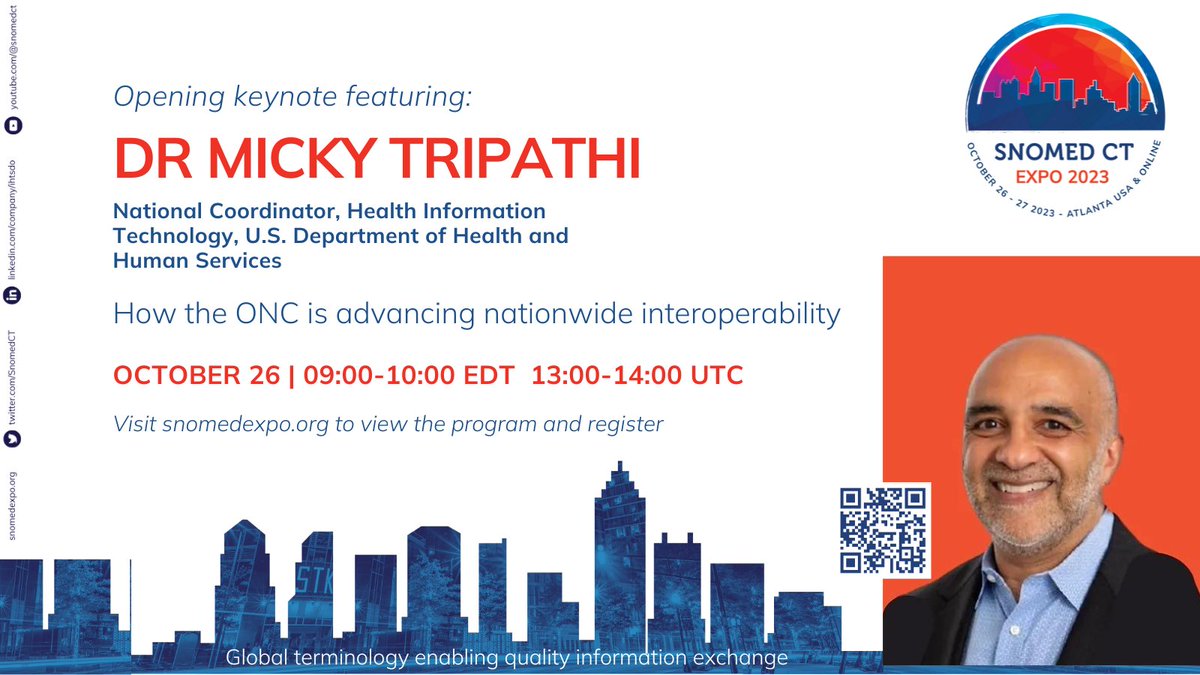 National Library of Medicine (@nlm_nih) on Twitter photo As the U.S. rep member to <a href="/SnomedCT/">SNOMED International</a>, NLM is proud to serve as host country for SNOMED CT Expo 2023. Hear from Dr. Micky Tripathi of @ONC_HealthIT during the keynote as he presents on how ONC is advancing nationwide interoperability. Learn more: loom.ly/XHa9aLc #SCTExpo23 As the U.S. rep member to <a href="/SnomedCT/">SNOMED International</a>, NLM is proud to serve as host country for SNOMED CT Expo 2023. Hear from Dr. Micky Tripathi of @ONC_HealthIT during the keynote as he presents on how ONC is advancing nationwide interoperability. Learn more: loom.ly/XHa9aLc #SCTExpo23