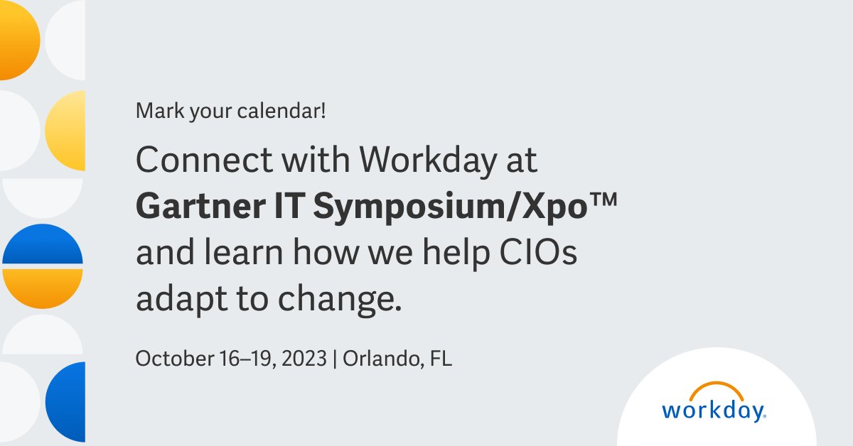 Empower your organization to adapt to change. Visit us at booth 437 during the #GartnerIT Symposium/Xpo. #GartnerSYM #TeamWDAY bit.ly/3ZEjCNB