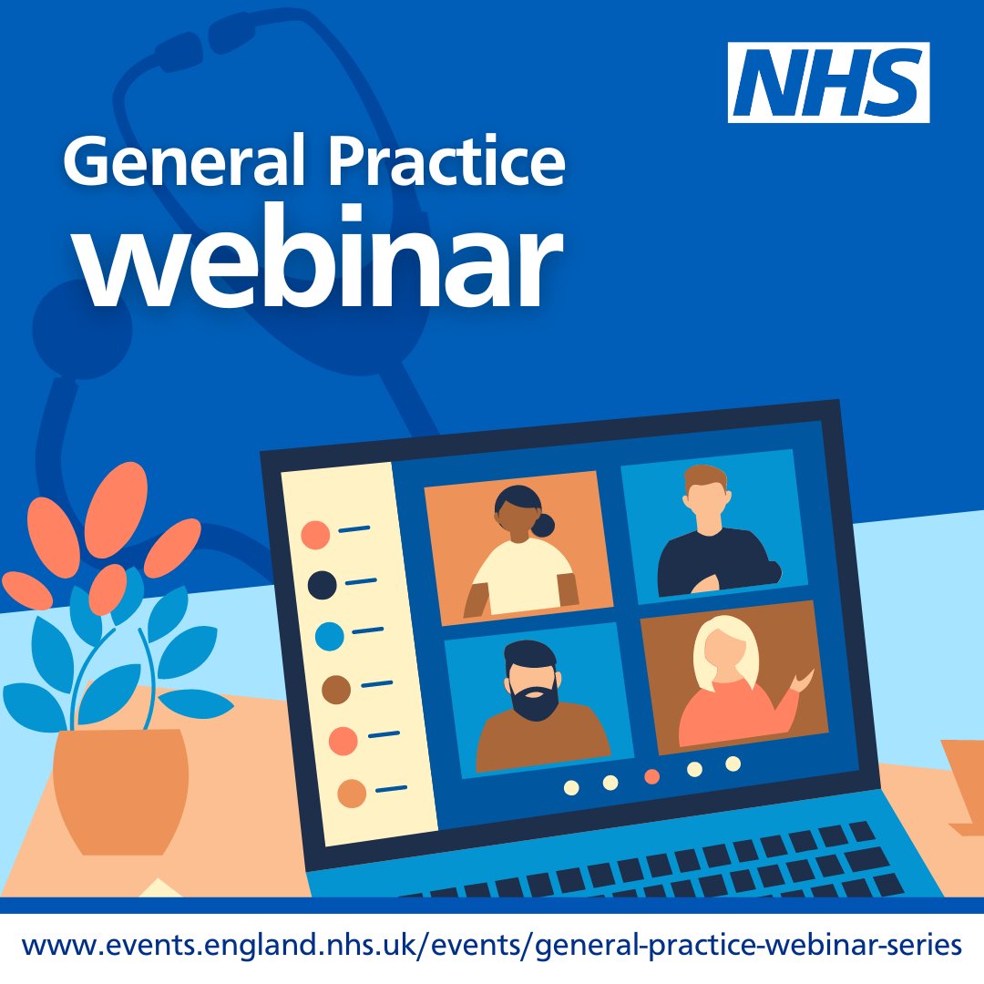 Our next #GeneralPractice webinar is taking place on Thursday 5 October at 5pm. Register by 1pm on the day.

Please join us for information and updates on the latest policy around general practice. 

events.england.nhs.uk/events/general…