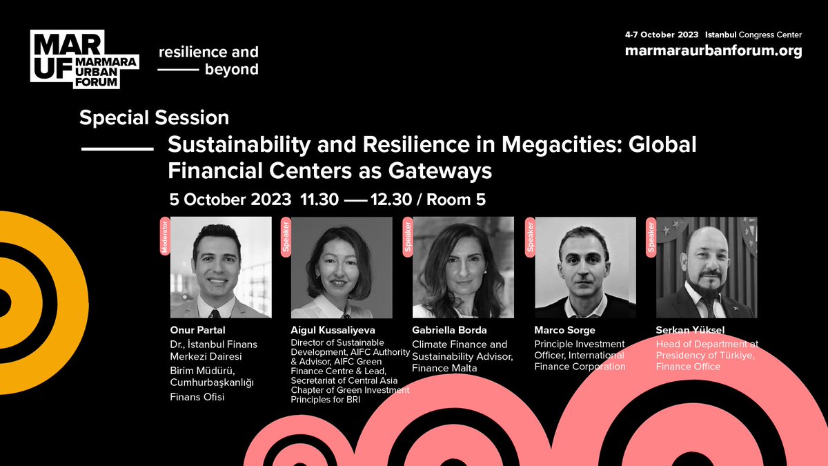 MarmaraUrban's tweet photo. In our session titled “Sustainability and Resilience in Megacities: Global Financial Centers as Gateways”, we explore insights and best practices from major financial centers through the lens of sustainability. To register MARUF23: https://t.co/FwOcUFguvS https://t.co/0wsvdb4FsP
