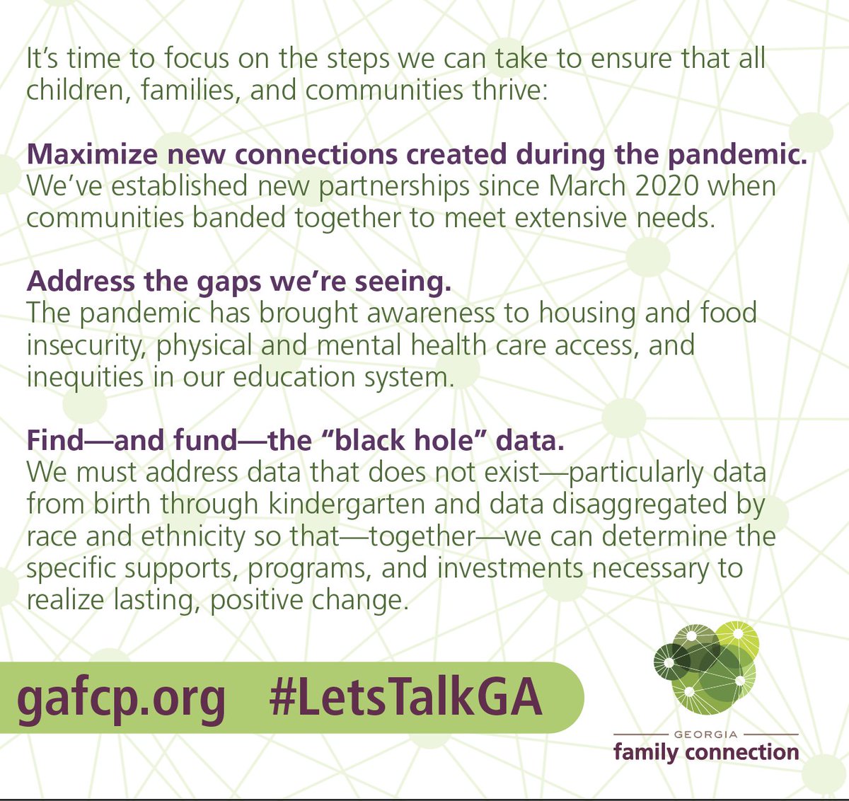 gafcpNews's tweet photo. It’s time to focus on the steps we can take to ensure that all children, families, and communities thrive. Check out our Expanding Our Perspective, Unlocking Our Potential: Georgia Family Connection 30-Year Impact Report to learn more. https://t.co/JYbr2dbRS7 #LetsTalkGA https://t.co/flkWZLlMJD