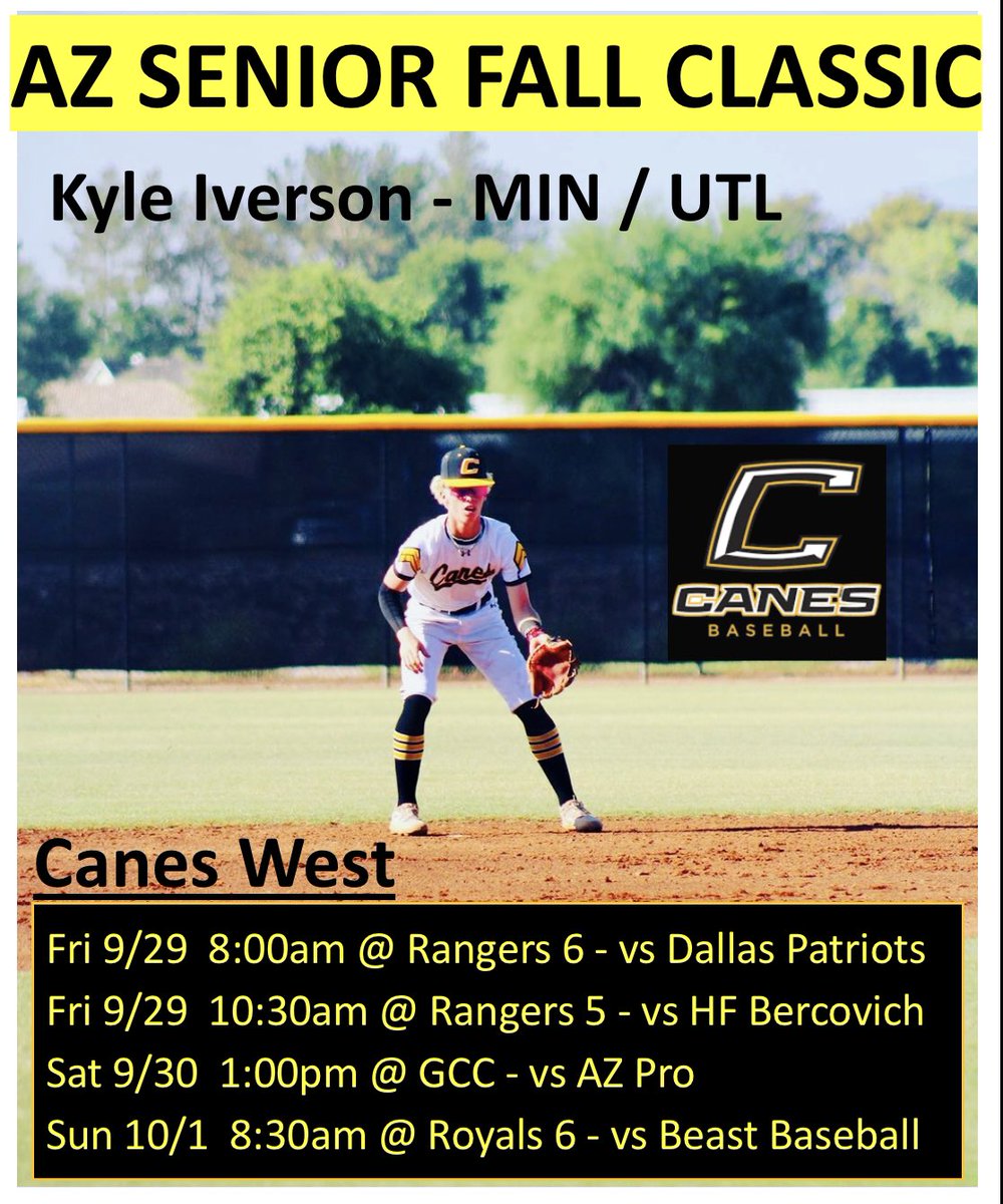 AZ SENIOR FALL CLASSIC ~Canes West~ MIN/UTL | EV 95 | Velo 78 | 60 7.2 Kyleboy83@icloud.com 702-763-0912 Thank you @TheCanesBBWest @AZFallClassic @CanesLv @naiello44 @joebergen06 @SLCCCOACHG @CoachKHaney1 @ChrisDelgado_2 @BryanMoses16 @CoachNelly10 @Catchbot7