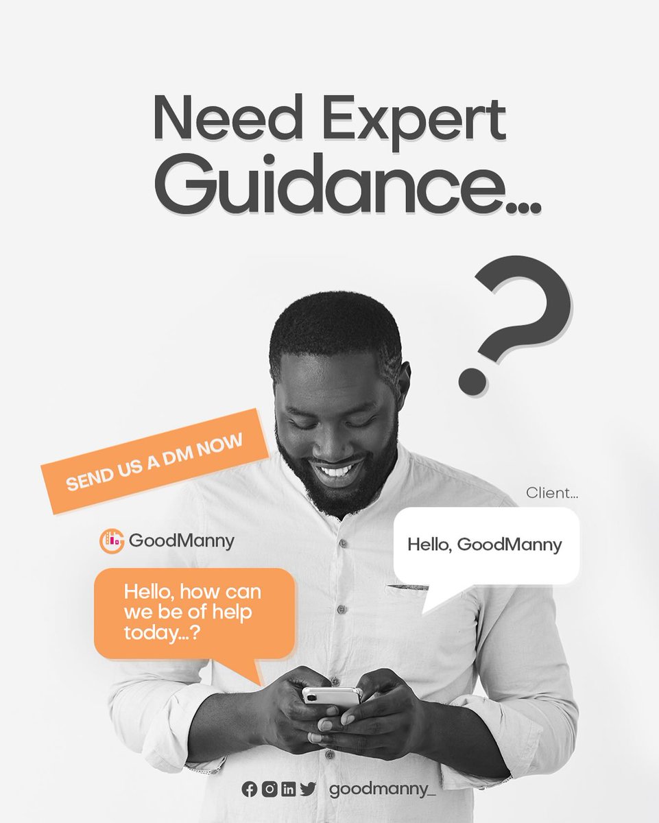 GoodManny_'s tweet photo. Are you struggling with your business and in need of experts to talk with?
Worry no more, at Goodmanny our team has the right expertise to solve your business challenges.
We are a DM away!!!!
#startup #startupbusiness #existingbusiness #branding #webs #growthmindset #ChatGPT https://t.co/g4OdEHSZm0