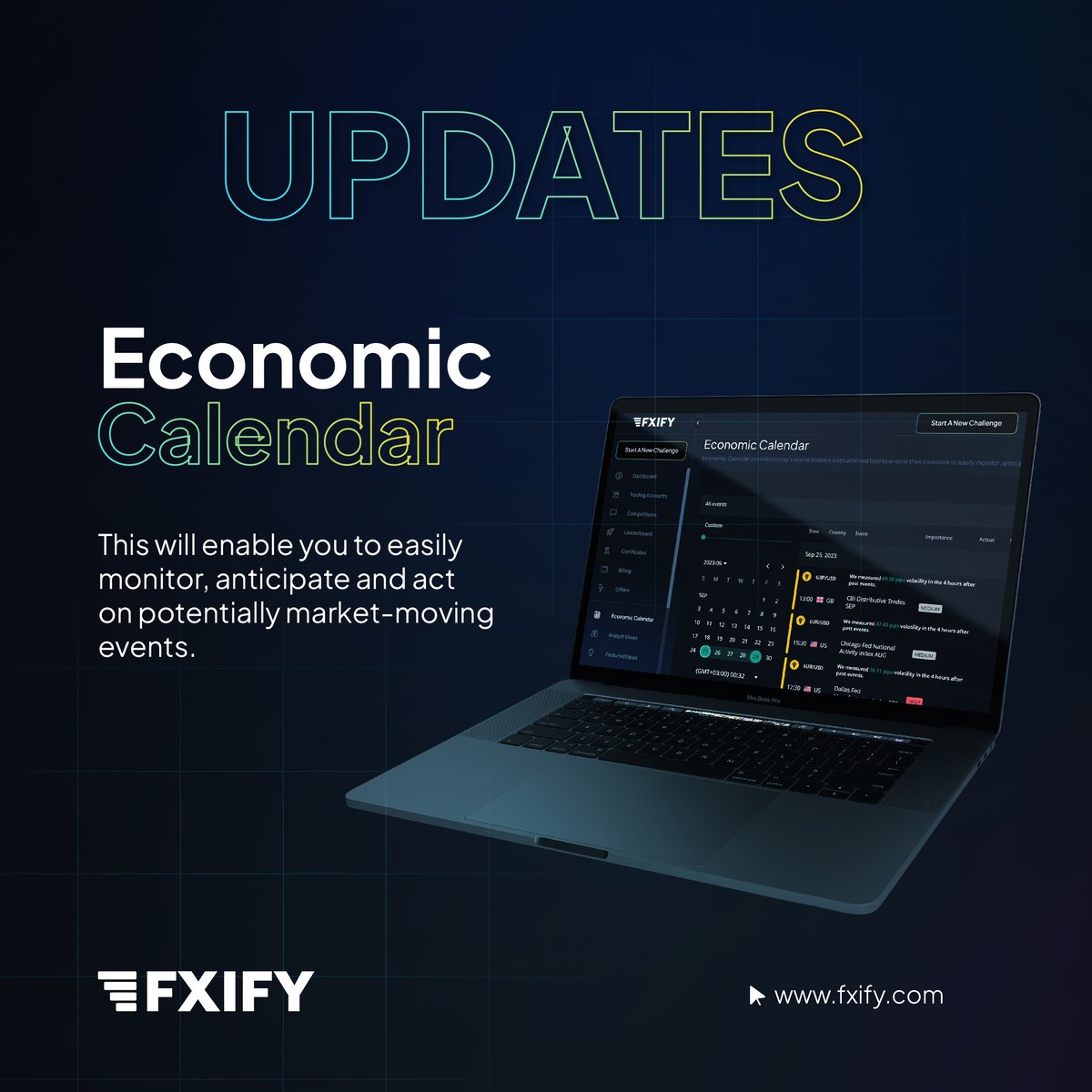 FXIFY (@fxifycom) on Twitter photo Introducing the Economic calendar.
Capitalise on market-moving events right inside your FXIFY Dashboard. 
Let no event get you unaware. 
Sign up with FXIFY today to enjoy a wide range of products.
fxify.com Introducing the Economic calendar.
Capitalise on market-moving events right inside your FXIFY Dashboard. 
Let no event get you unaware. 
Sign up with FXIFY today to enjoy a wide range of products.
fxify.com