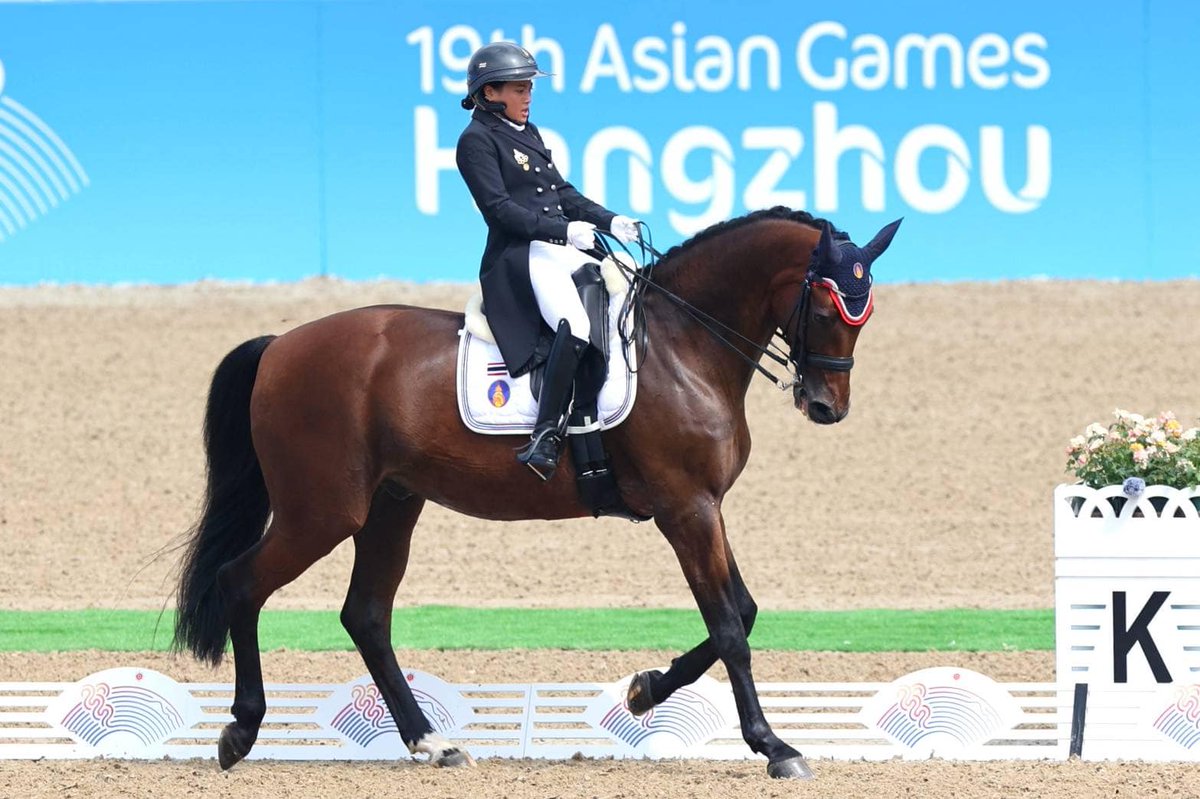 rwthofficial's tweet image. 🇹🇭🇨🇳
#Thailand’s Princess Sirivannavari attended the Team Dressage equestrian competition of the 19th #AsianGames at #Tonglu Equestrian Centre #China. The Princess got the marks as 61.588 percents, resulted the Thai National Equestrian Team was ranked in the fifth place out of 21