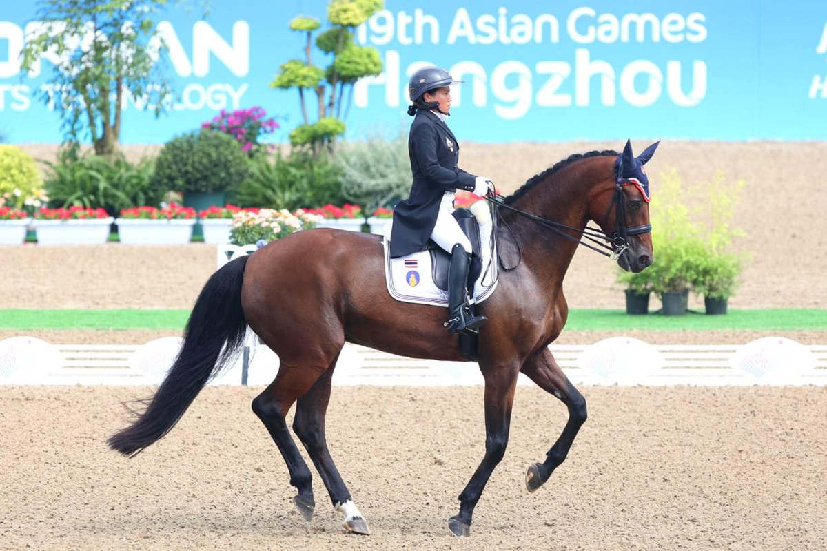 rwthofficial's tweet image. 🇹🇭🇨🇳
#Thailand’s Princess Sirivannavari attended the Team Dressage equestrian competition of the 19th #AsianGames at #Tonglu Equestrian Centre #China. The Princess got the marks as 61.588 percents, resulted the Thai National Equestrian Team was ranked in the fifth place out of 21