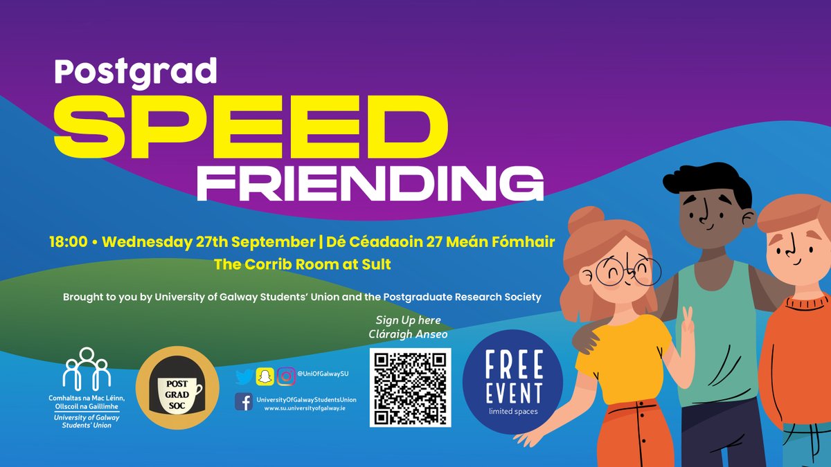 UniOfGalwaySU's tweet photo. TODAY Weds 27th Sept

🛣️1pm-3pm Get on Track Week stands in Library Foyer

🪧4.30pm Accommodation Protest Meet at the Quad and march to Eyre Square to camp out

🥰6pm Postgrad Speed Friending FULLY BOOKED! 

#DoChomhaltas #UniversityOfGalway https://t.co/9vrS9DVLUX