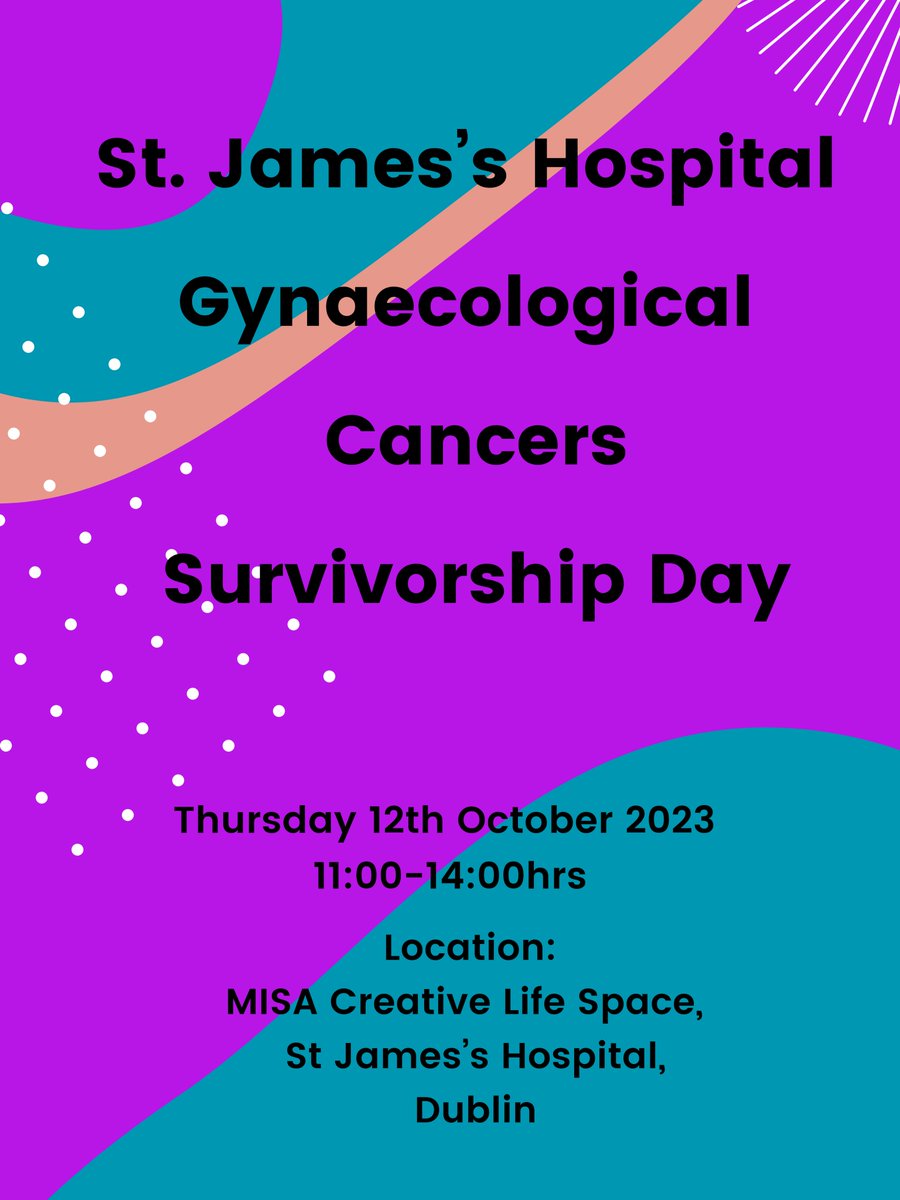 CancerInstIRE's tweet photo. Gynaecological Cancer Survivorship Day - 12th October @stjamesdublin @CancerInstIRE Please see below for details. https://t.co/voWo90P9dJ