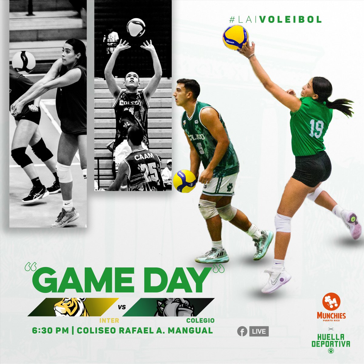 ¡CLÁSICO DEL OESTE! 🔥

🗓️: Hoy, los Colegiales de la <a href="/uprm/">RUM/UPRM</a> reciben la visita de los equipos de la <a href="/interpuertorico/">Inter Puerto Rico</a> en el #LAIVoleibol🏐. 

Esto es traído a ustedes por <a href="/munchies_pr/">Munchies PR 📲🟠</a>. 

Utiliza el código “HDMUNCHIESPR” para que obtengas 50% OFF en tu próximo pedido de $15 o más.