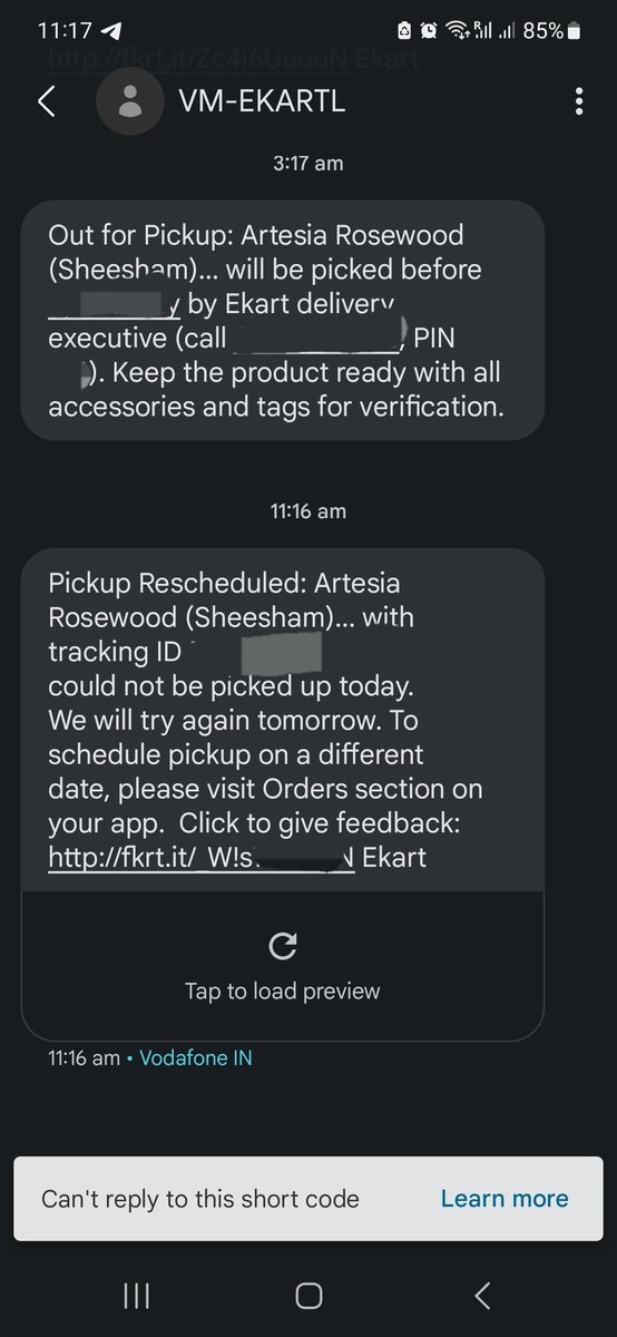 abhitar's tweet photo. Dear @Flipkart, day 8 of return pickup. The trend continues. Rescheduled again. If you cant pickup the order atleast refund my money. 
Stop cheating your customer. Refund my ₹9999 amount. 
#Flipkart #flipkartscam #ConsumerRights #fraud  #consumerforum #jagograhakjago https://t.co/s9E0nkDTwG