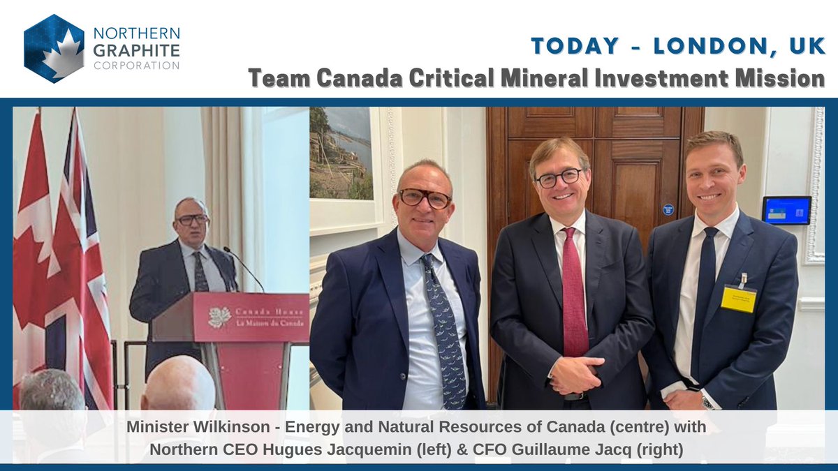 TSXV_NGC's tweet photo. CEO Hugues Jacquemin outlined Northern's strategic plan to investors, government agencies &amp; industrial stakeholders at the Critical Mineral Investment Forum at Canada House, London, UK. #NGC is the only #graphite company in the Canadian delegation of critical minerals companies. https://t.co/IHgLh3ckhV
