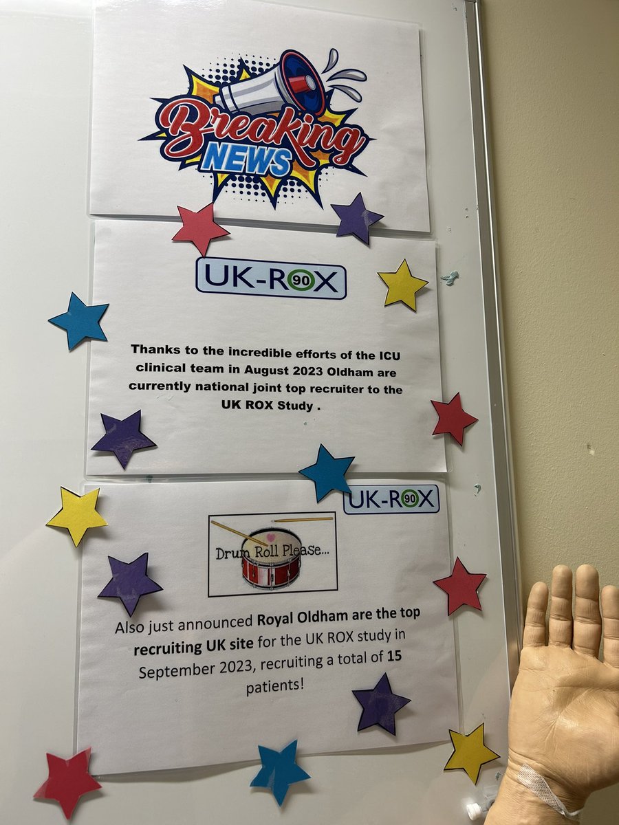 Updating our ICU research board today & what better way than getting to announce that @OldhamICU are the top national recruiters this month for @UKRoxTrial 👏. Even resuscitation Annie is impressed 🙌