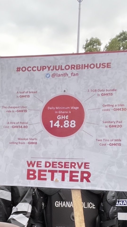 Ama_governor's tweet photo. I protest because the economic crisis in Ghana does not allow workers to earn enough to afford their basic needs, talk less of saving or affording our dream lifestyles.
#OccupyJulorbiHouse https://t.co/r4UipBOVy2