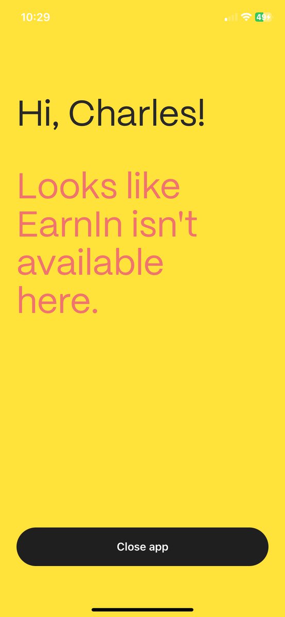 ITXElite's tweet photo. @earnin what’s going on never had a issue now I’m getting this error https://t.co/4VENbqowHy