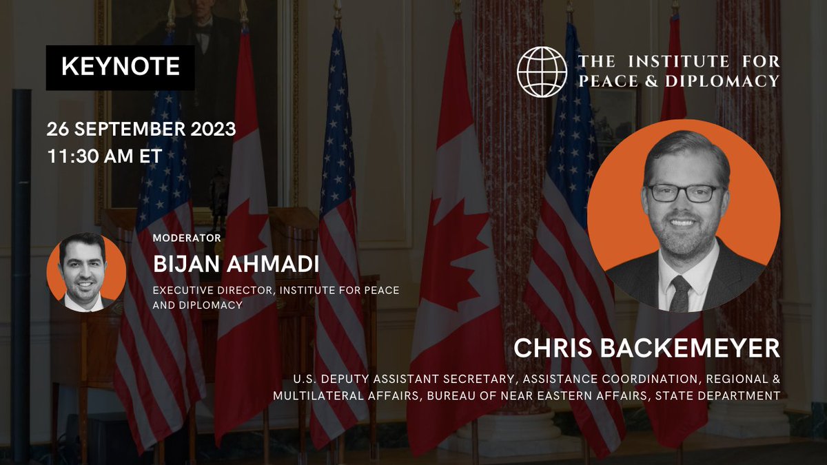 🔔 Starting now at #MESF2023!

@StateDept Deputy Assistant Secretary, Assistance Coordination, Regional & Multilateral Affairs, @StateDept_NEA @chrisbackemeyer joins IPD Executive Director @AhmadiBijanFA in conversation.

Live stream: mesf2023.eventbrite.ca