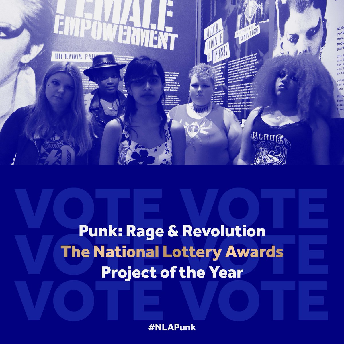 Our Our friends @SoftTouchArts @archcreative @LeicesterMuseums are  #NLAwards finalists for the @PunkRandR exhibition. 💥

To vote for them to win Lottery Project of the Year retweet this post and use the hashtag #NLAPunk  (or write your own post using the #NLAPunk hashtag 🧷🧷