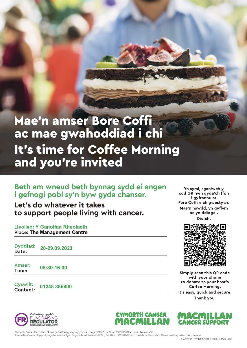 Come and support a good cause 🍰 ☕️

📆 28-29.09.2023
⏰ 8:30-16:00
📍 Coffee Shop, The Management Centre

#macmillancoffeemorning