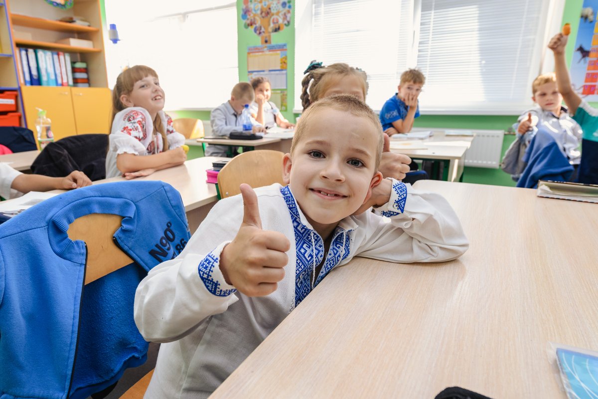 UNDPUkraine's tweet photo. In Shyshaky village, Poltava Oblast, the V.I. Vernadskyi School reopened, ensuring a modern, inclusive space for 466 students! Special thanks to @EUDelegationUA & @EIB for their support. Together, we’re ensuring no Ukrainian child is left behind. Read: https://t.co/3TiNNLX8xY https://t.co/32Zb1Xq0Fw
