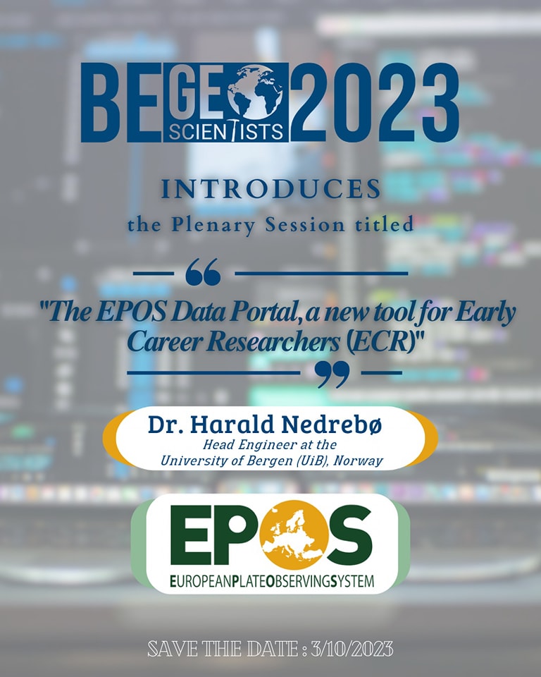 EPOS (@eposeu) on Twitter photo Save the date! ๐
EPOS will be a part of #๐น๐๐พ๐ผ๐๐๐๐๐, the 2nd Conference of Young Geoscientists! Harald Nedrebรธ (University of Bergen) will hold the presentation: "The EPOS Data Portal: a new Tool for Early Career Researchers (ECRs)" on October 3 at 16.
<a href="/begeoscientists/">BeGEO Scientists</a> Save the date! ๐
EPOS will be a part of #๐น๐๐พ๐ผ๐๐๐๐๐, the 2nd Conference of Young Geoscientists! Harald Nedrebรธ (University of Bergen) will hold the presentation: "The EPOS Data Portal: a new Tool for Early Career Researchers (ECRs)" on October 3 at 16.
<a href="/begeoscientists/">BeGEO Scientists</a>