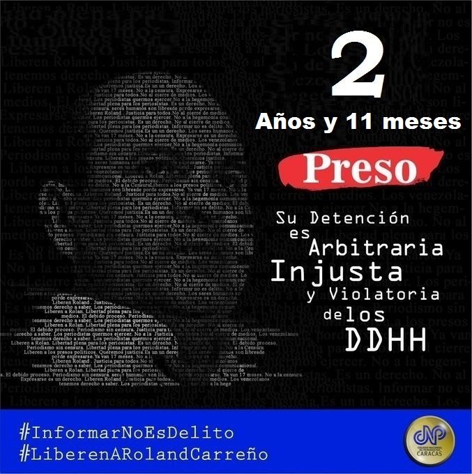 ReporteYa's tweet photo. #26Sep #PresosPolíticos 
@CNPCaracas: "Hoy se cumplen 2 años y 11 meses de la detención arbitraria de  Roland Carreño. Un proceso amañado, con un libreto preparado y violatorio de los  #DDHHH #LiberenARolandCarreno #NoOlvidemosARolandCarreno" https://t.co/tApf890Bct