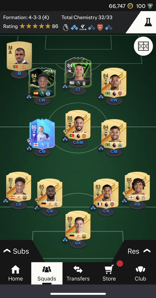 Mie90TTV's tweet photo. This is what we’re rocking so far. Sitting in div 6 atm but something feels a little bit off…. Any ideas for improvements?? 
I have an eye on tonali, and potentially bringing in Diaby or griezmann. https://t.co/xA5mf4GU1Q