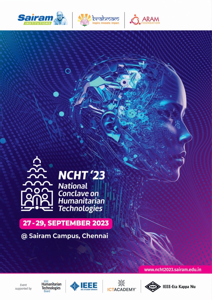 shnmgkmr's tweet image. Join us for the National Conclave on IEEE Humanitarian Technologies at Sri Sairam Engineering College from September 27th to 29th, 2023! 🤝
#IEEEConclave2023 #HumanitarianTech #SairamEngg
#SairamIT 
#SairamInstitutions #SairamRAISE #DigitallySairam  #SairamSAP