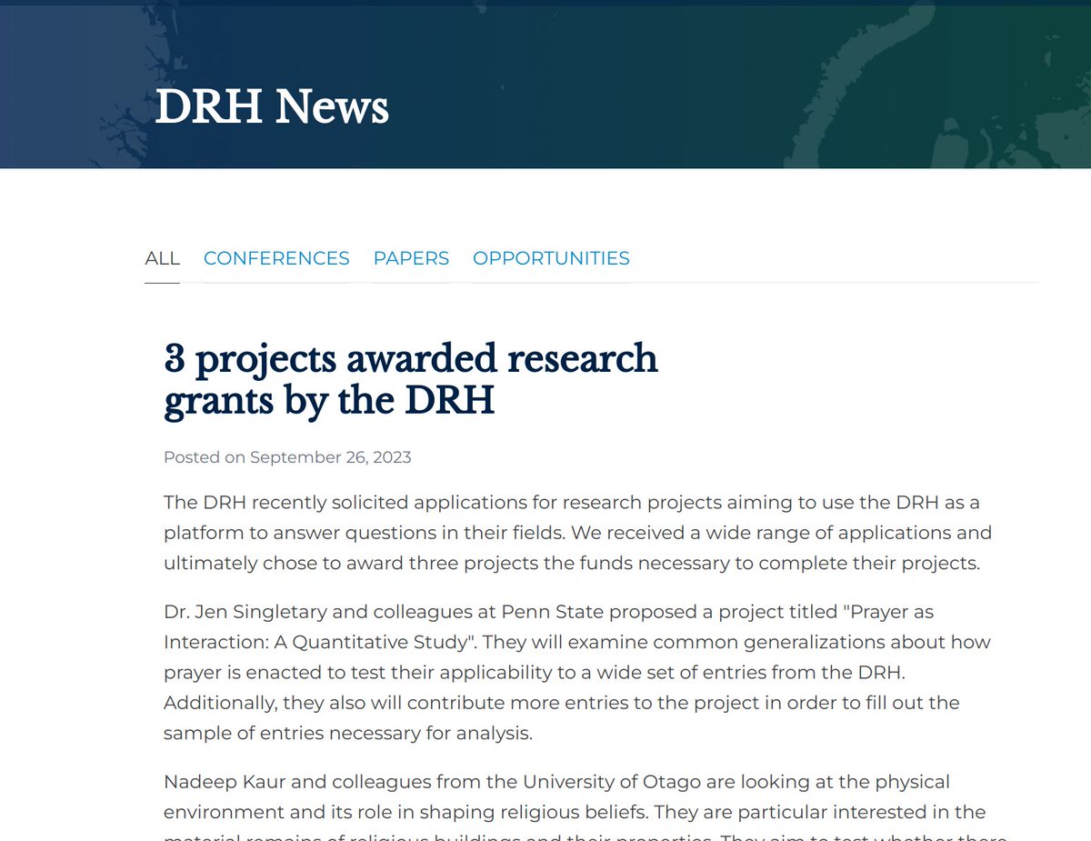 The DRH is excited to award three projects research grants to use the DRH. We're looking forward to working with them and seeing their eventual results: religiondatabase.org/landing/about/…