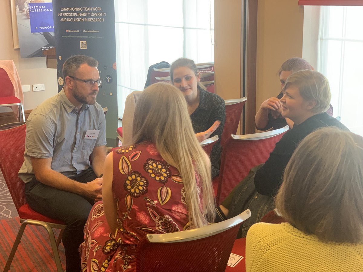 TeamsBuild's tweet photo. Thank you for inviting us to share @OfficialUoM work on #teamresearch #interdisciplinarity at #nermconference23..  Thanks everyone who shared experiences of #diversity in their careers today in our workshop : We learnt a lot and shared alot - true team spirit ! #teamsbuilddreams https://t.co/vipgPB22j0