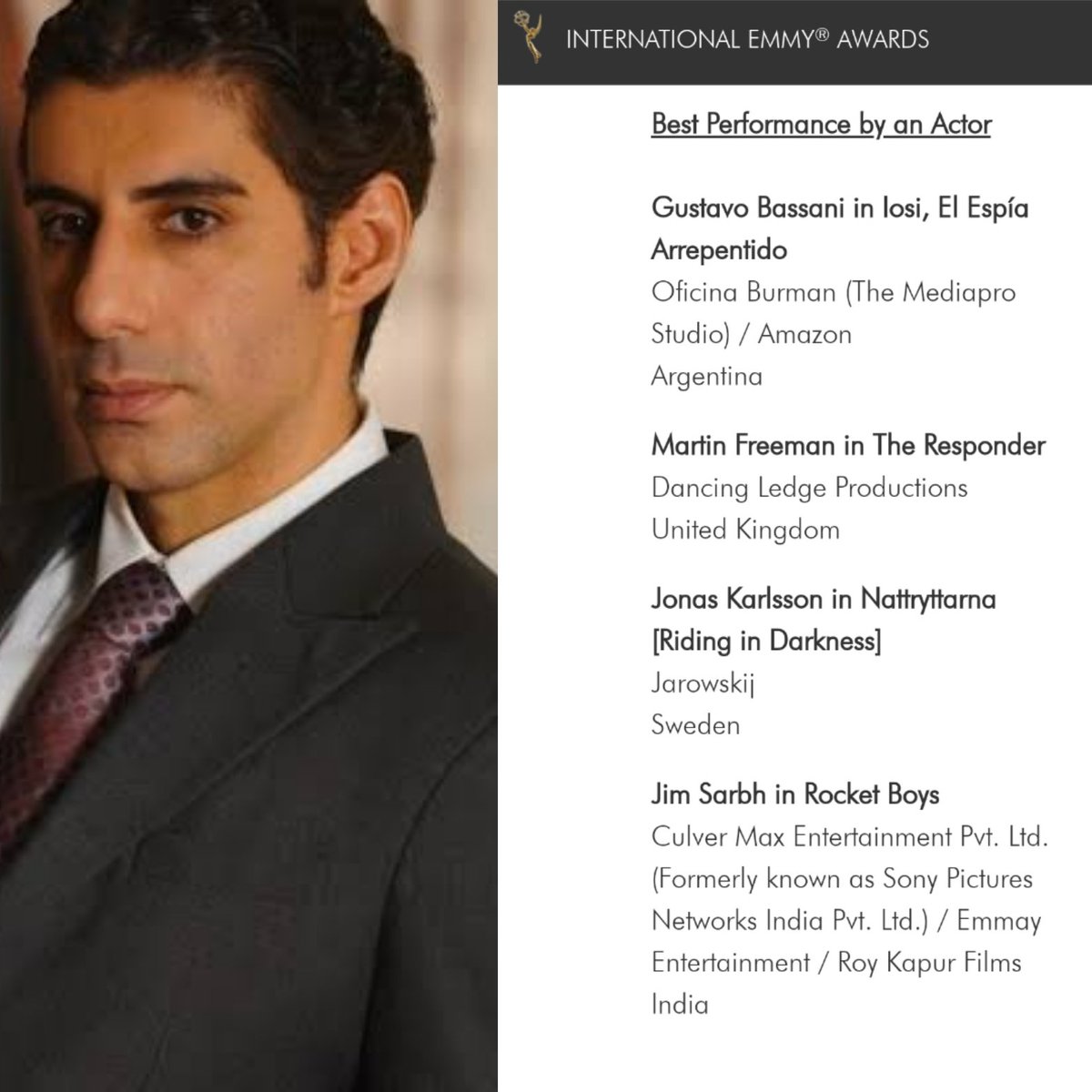 Whoa! 

@ShefaliShah_ &amp; <a href="/jimSarbh/">Jim Sarbh</a> gets nominated in the International Emmy Awards 2023 (<a href="/iemmys/">International Emmy Awards</a> ) for #DelhiCrime S2 and #RocketBoys for Best Performance by an Actress/Actor.

Winners to be announced on Nov 20th.
