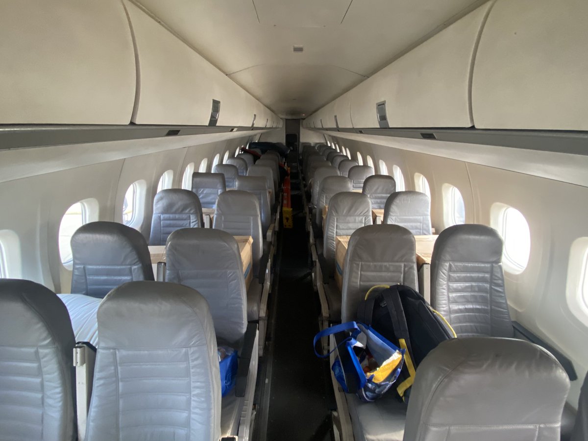 It was a fleeting visit today from this DH8C on a ferry flight through Southend. 

This aircraft originated in Oklahoma and is making its way to Nairobi, with stops in Egypt and Djibouti before arriving in Kenya on Friday!

Any guesses which airline used to operate this aircraft?