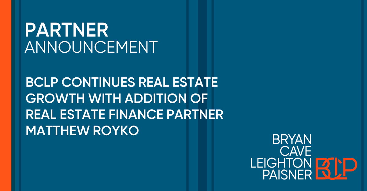 BCLP welcomes new Partner Matthew Royko to the Real Estate Department. He joins the firm in the Atlanta office.
bclp.legal/45ngvep #realestatefinance