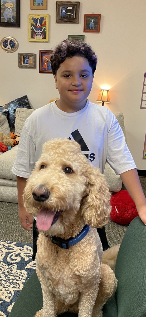 K-9 Counselor on the job!! <a href="/CooperFresh1/">Cooper "The Canine Counselor" Freshwater</a> <a href="/mrsfreshwater1/">Kesha Freshwater</a> <a href="/HumbleISD_OE/">Oaks Elementary</a>
