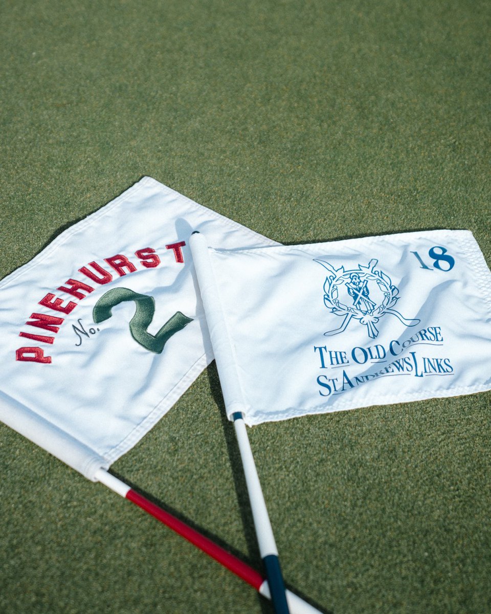 PinehurstResort's tweet photo. The @RyderCup Wager is back!

@RyderCupEurope & @RyderCupUSA • St Andrews & Pinehurst • The Old Course & No. 2

If Team Europe wins, Pinehurst will fly the Old Course flag on the 18th of No. 2 on Monday. If Team USA wins, the No. 2 flag will fly on the 18th in St Andrews.

Let's go.