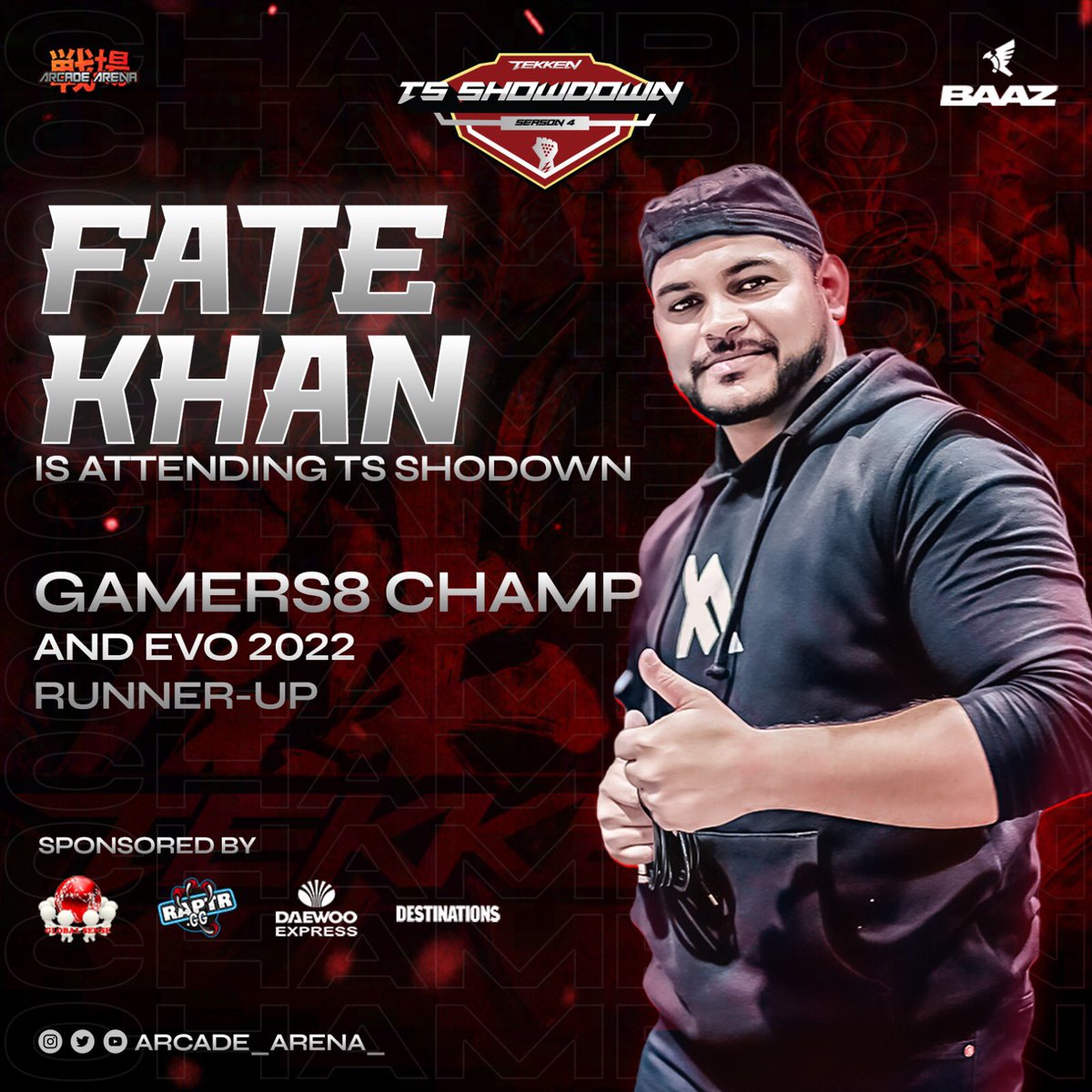 📣 Player Announcement 📣

@Gamers8GG Champion and @EVO 2022 Runner-Up. The most loved person <a href="/Khanimran675/">KHAN 🇵🇰</a> will be at <a href="/BAAZ_GG/">BAAZ</a> sponsored #TSSHOWDOWN (Season 4). 💪

Register now:
start.gg/TSSHOWDOWN4

More Player Announcements are on the way. 🤩

#JoinTheGame 🏆