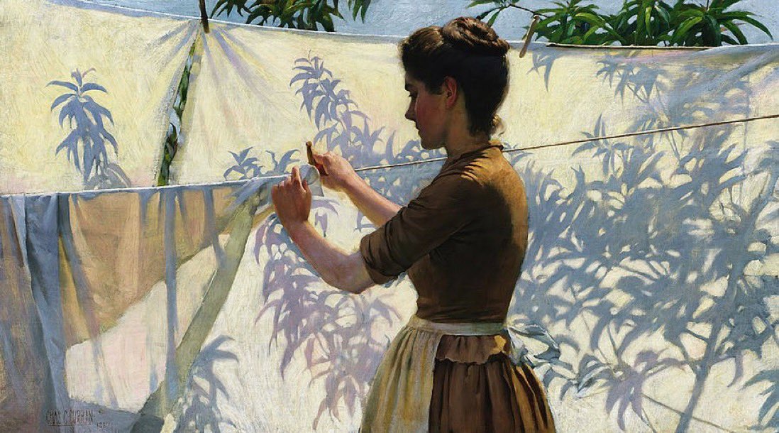 refnco's tweet photo. CHARLES COURTNEY CURRAN فنان امريكي 
"Shadows" 1887- ظلال https://t.co/Df60c7sath
