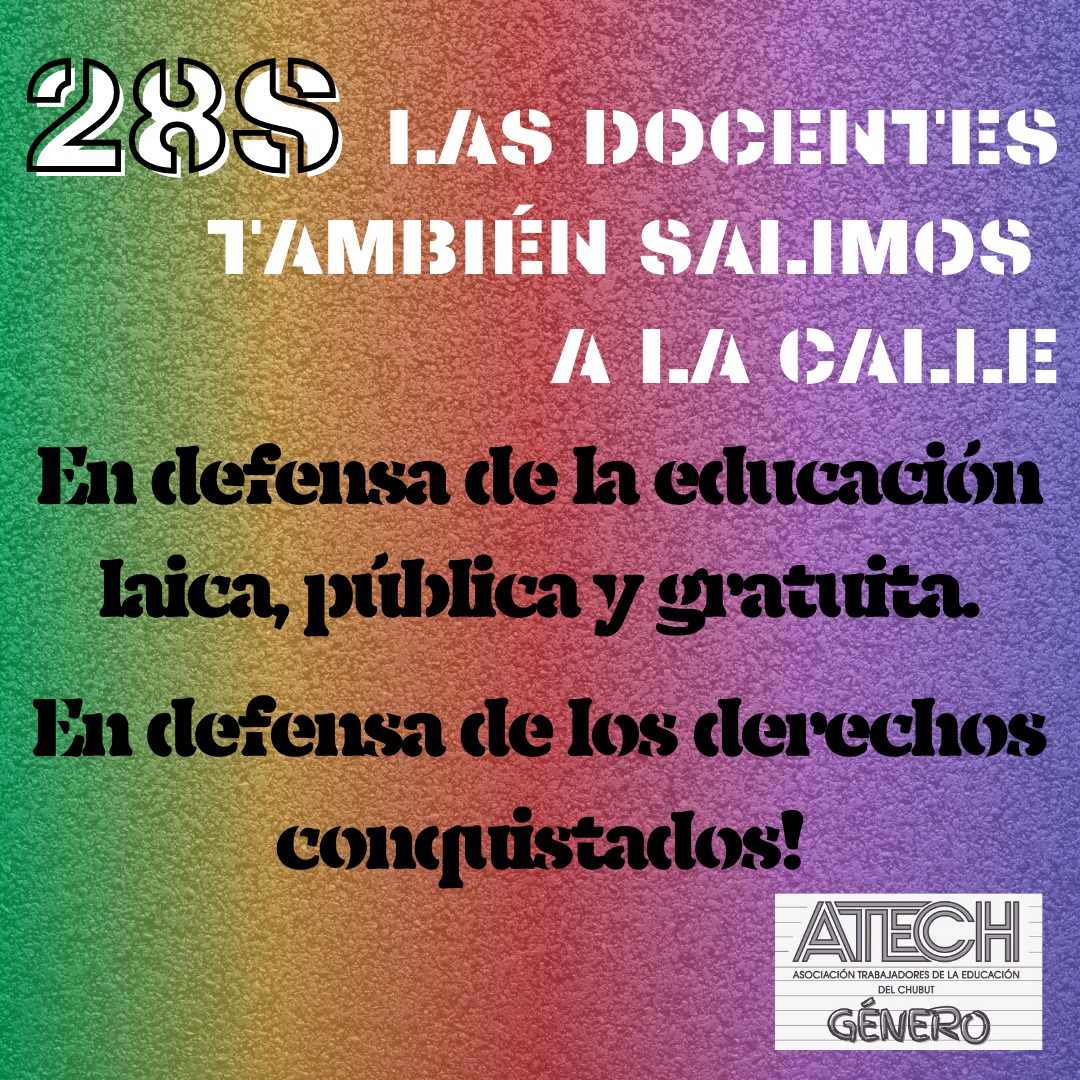 AtechRegSur's tweet photo. #Atechsur| Información 
28S ¡Nos movilizamos en todo el país! 
En Chubut: 
👊Comodoro Rivadavia,Plaza Kompuchewe 18 hs
👊Trelew,Peatonal Gazín,17 hs
👊Puerto Madryn, La Galesa ,17 hs
👊Esquel, Plaza San Martín ,18 hs
👊Lago Puelo,mateada en Biblioteca Popular - 15,30 hs https://t.co/XJiSQxndsf