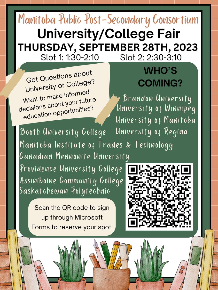 Vincent Massey Career Centre is hosting a University/College Fair this Thursday, Sept. 28th. This is an excellent opportunity for students to gain useful information surrounding Post-Secondary Education. They can sign up online through TEAMS or in person in the Career Centre.