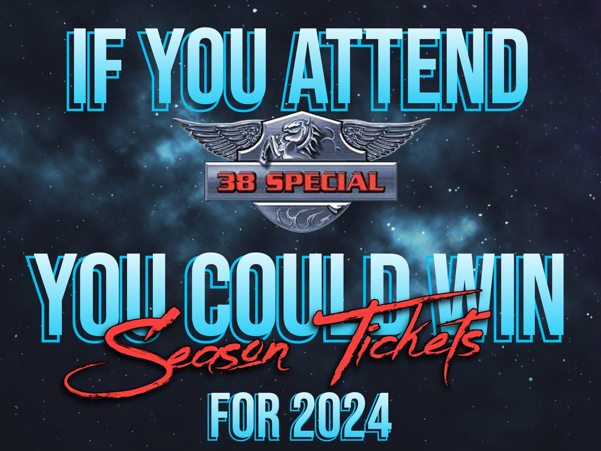 Everyone who attends the 38 Special concert on October 6th will have a chance at winning Season Tickets to our venue for 2024! A raffle will be held during the show, so don't miss your chance! Tickets are available at ozarksamp.com