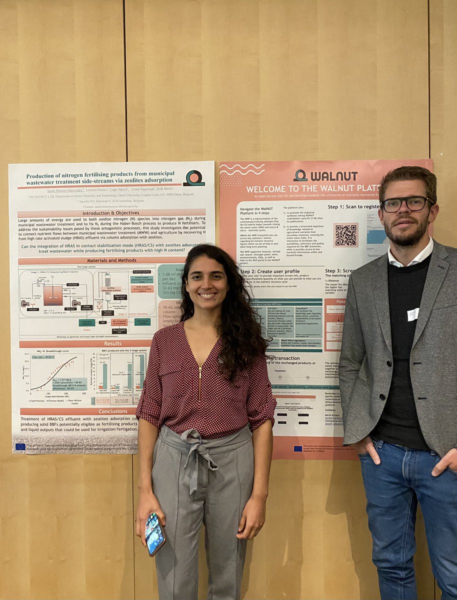 👀 Last week at the #ESNI2023 ➡️ Our PhD student <a href="/SarahMorenaS/">Sarah Moreno</a> presenting her research within the <a href="/walnut_project/">WalNUT</a> and <a href="/LennertDockx/">Lennert Dockx</a> from <a href="/AquafinNV/">Aquafin</a> introducing the WalNUT platform for a #sustainable #wastewater cycle 💦 developed by <a href="/NTUA/">National Technical University of Athens</a>