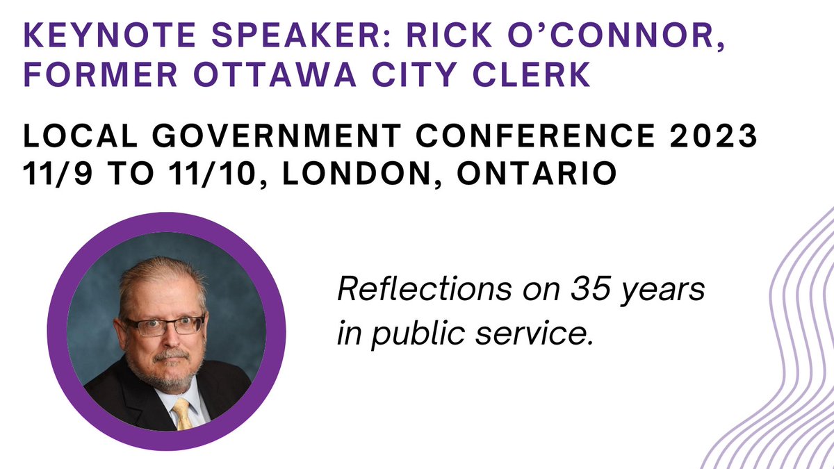 🚨 KEYNOTE ALERT🚨 Excited to announce that former Ottawa City Clerk, Rick O'Connor, will be the keynote speaker at the Local Government Conference! Rick has had a fascinating career in public service. His wisdom &amp; stories are legendary! Register now: westernconnect.ca/site/Calendar?…