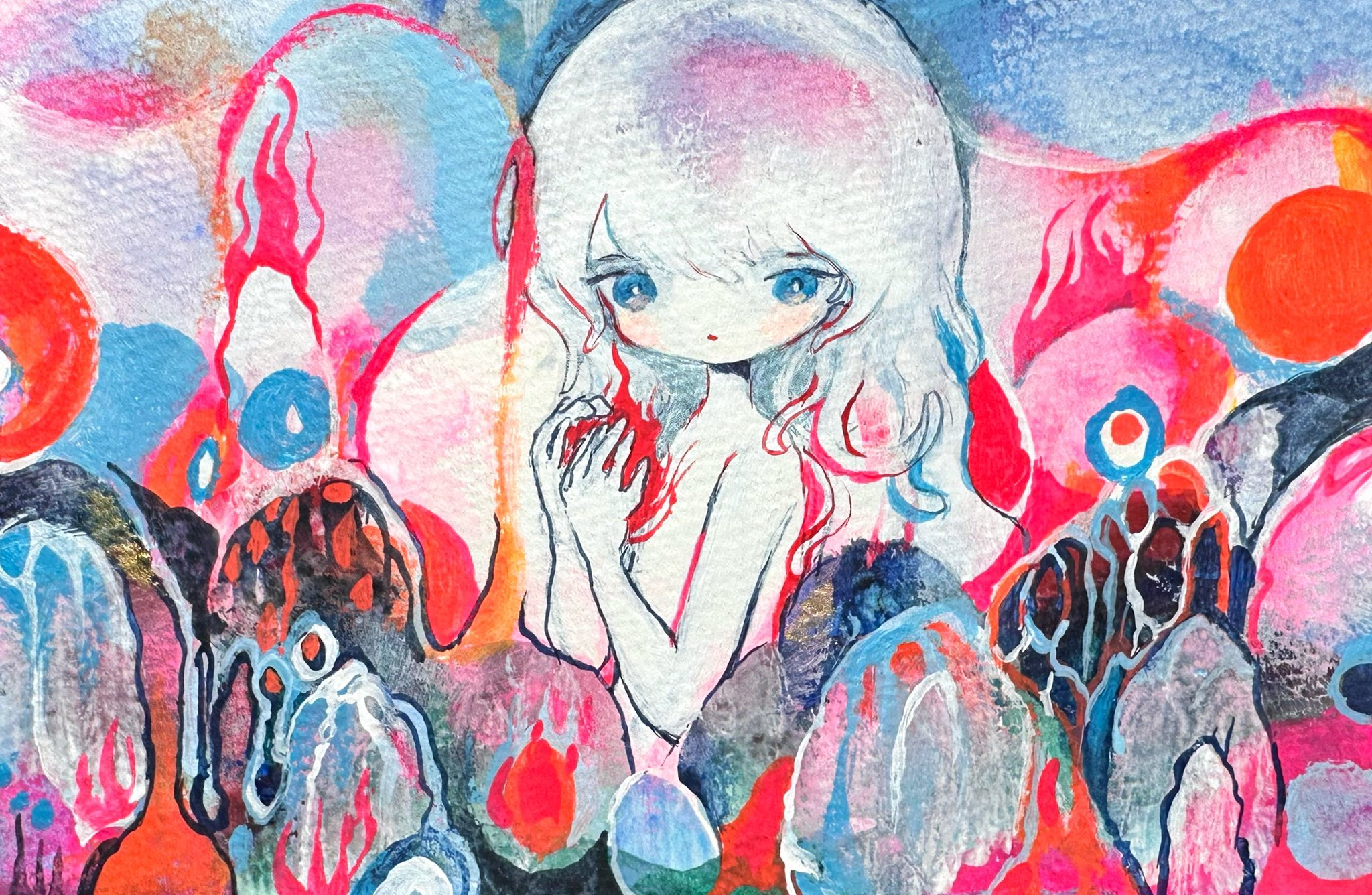 スケッチカード CZX sketchcard スーパーガール 油絵 アクリル