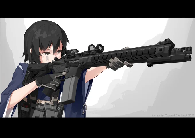 Nana repost x2This is her previous AR upper, experimenting with a tubeless magnifier and the SSBM not for mounting stabbies but for breaking windows. Testing firearm accessories is a big part of her job (40% R&amp;D, 40% gun range instructor and 20% Opfor) #NusisringTactical 