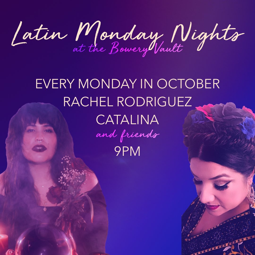 catalinasmusic's tweet photo. RESIDENCY ANNOUNCEMENT📣🔮 Rachel and I are joining forces to bring Latin Nights to The Bowery Vault every Monday in October! To kick us off, @gustavomoradel and @lindsayjames will be joining us NEXT Monday. Don’t miss it. 💜🪁

#theboweryvault #latinnights #nashvillemusicscene https://t.co/1KiLpxkrd0