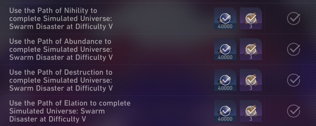 AuthorFaust's tweet photo. Someone: Hey Faust, have you done Swarm Disaster Stuff yet?
Me: Oh you know, an amount.
The Amount in Question: 
#HonkaiStaiRail #swarmdisaster https://t.co/iLY8vn2ugo