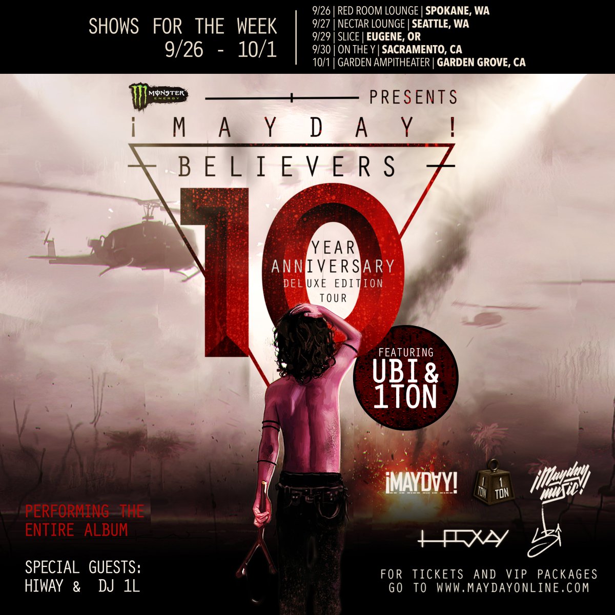 MAYDAYMUSIC's tweet image. Spokane kicks off week 3 of the #BLVRS10 Tour. Tonight we're at the Red Room Lounge! Doors at 7pm. Tour package starts at 9pm. 

ON DECK:
Seattle
Eugene
Sacramento
Graden Grove

#Mayday #Believers #Tour #BLVRS10