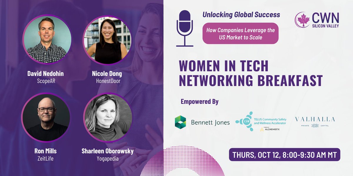 Are you an Edmonton founder who wants to build a global business? 

Learn how to attract international investors, recruit US-based talent, and expand your customer base worldwide from founders who've done it before at our Women in Tech Networking Breakfast on Oct. 12! 🧵