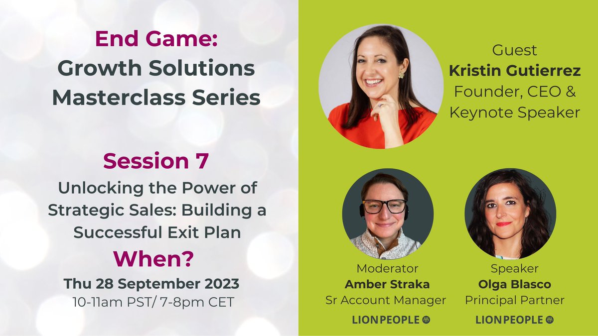 Only a few days left to our Masterclass session "Unlocking the Power of Strategic Sales: Building a Successful Exit Plan". Don't wait!

REGISTER HERE: lnkd.in/d6-mw7ct

#business #registernow #dontwait #masterclass #growthsolutions