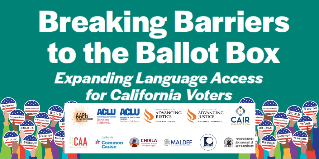 We’ve released a report with our partners. 🗳️“Breaking Barriers to the Ballot Box” explores language access in California elections and provides a roadmap to ensure that all voters, proficiency, can vote fairly and equally.

Read: bit.ly/CALA2023