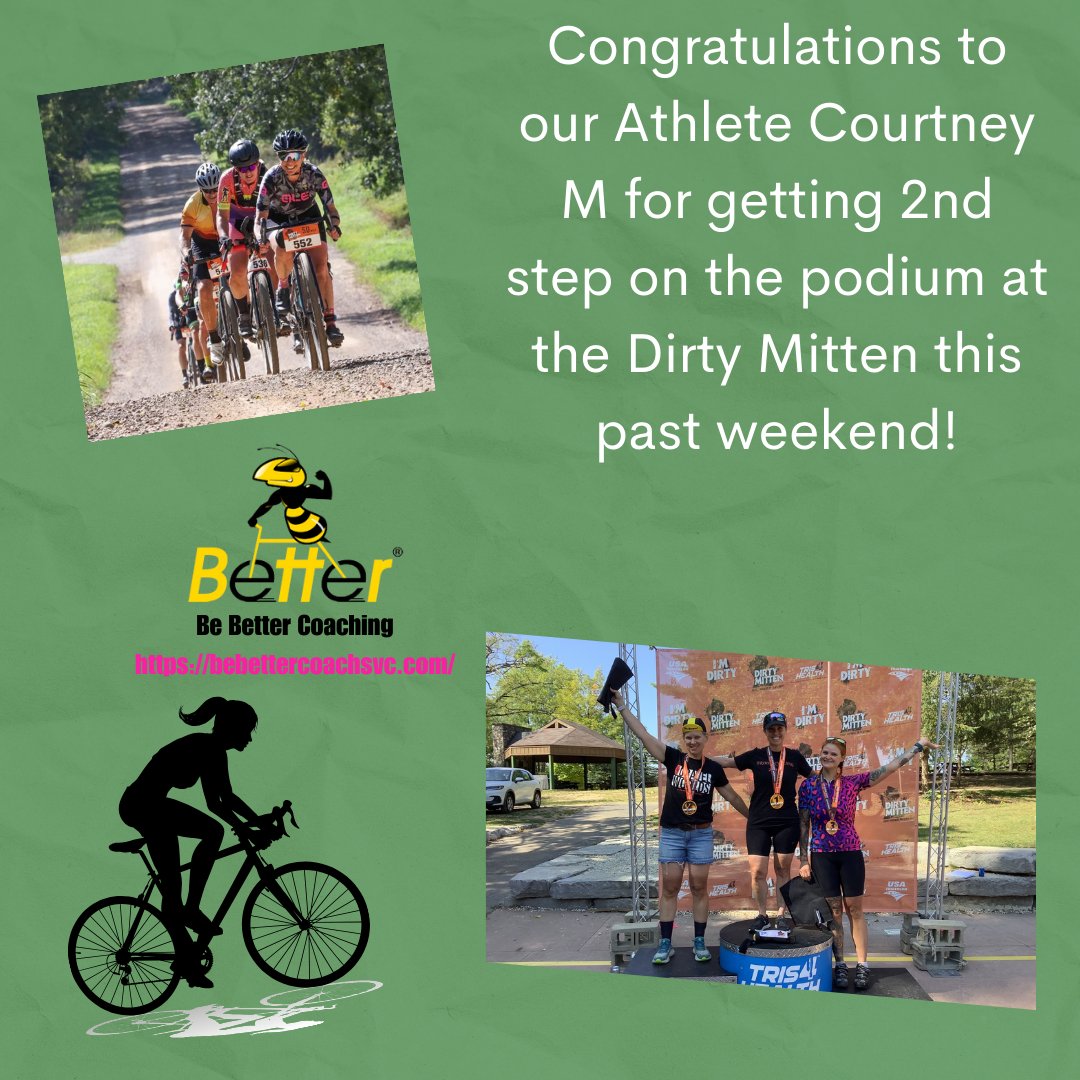 Please join us in congratulating our athlete Courtney on a 2nd place finish overall female at the Dirty Mitten Gravel Race this weekend!
#BeBetterCoaching
#racing #cyclinglife #cyclist #cyclingshots #gravelbike #speed #bosslady #outsideisfree #passionforcycling #pedalbikelife